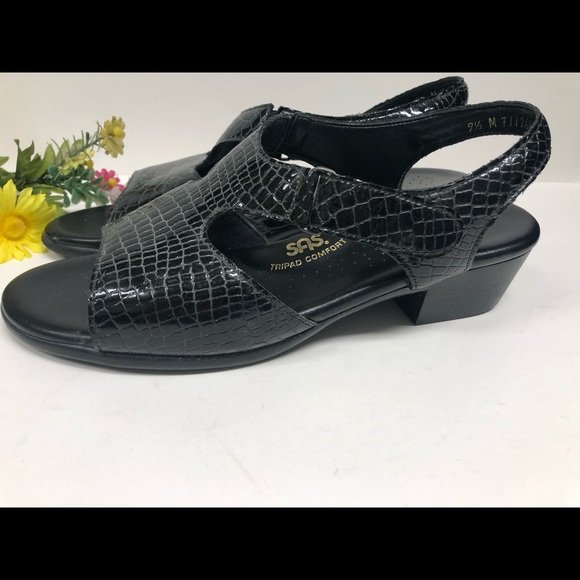SAS Womens Suntimer Slingbacks Black Patent Leather Size 9.5 M - Picture 8 of 16